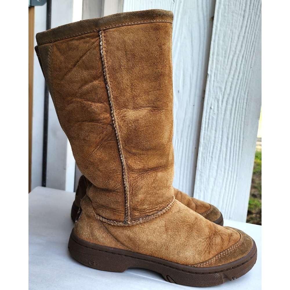 UGG Sz 7 Y2K Chestnut Suede Ultimate Tall II Boots 5228 Winter Warm Cozy‎ Scandi